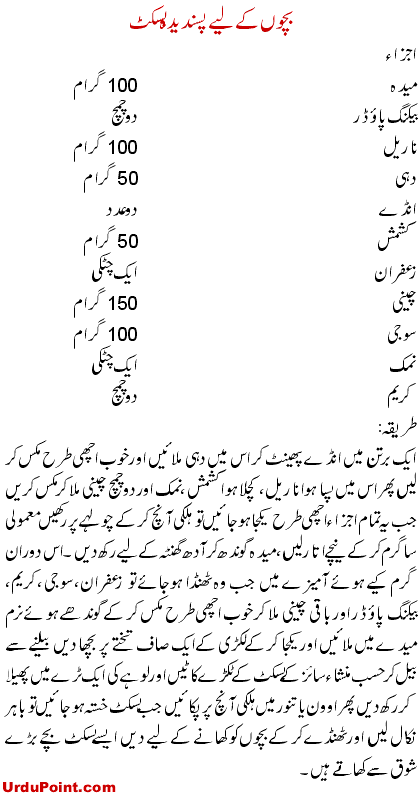 Bachon kay liay pasandeeda Biscuit