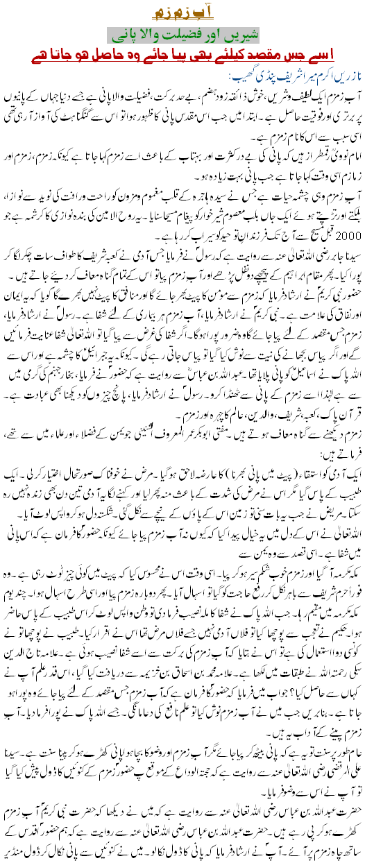 Aab e Zam Zam Essay In Urdu 1