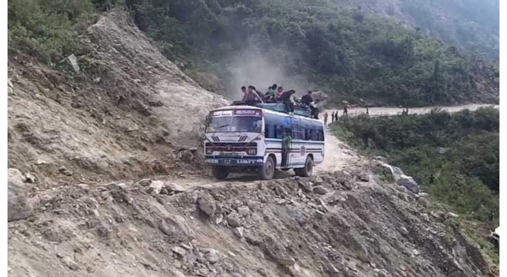 Bus fell off in a ravine near Azad patan.
