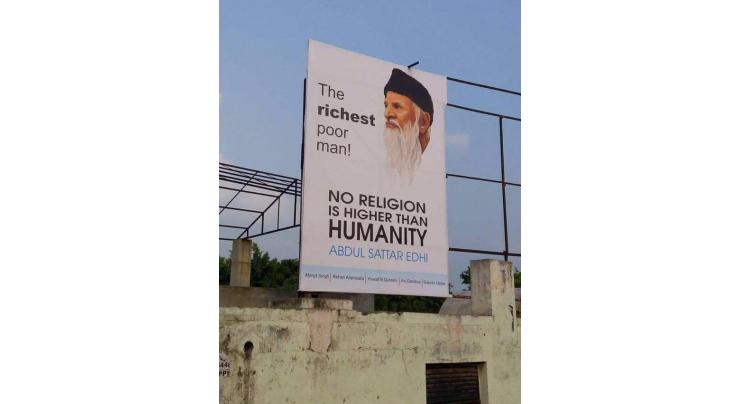 India testimonies the services of Abdul Sattar Edhi, his posters went up in Jalandhra