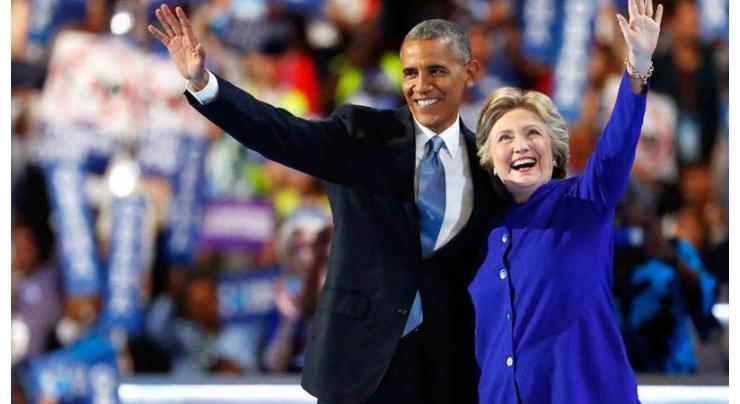 Clinton joins Obama on convention stage
