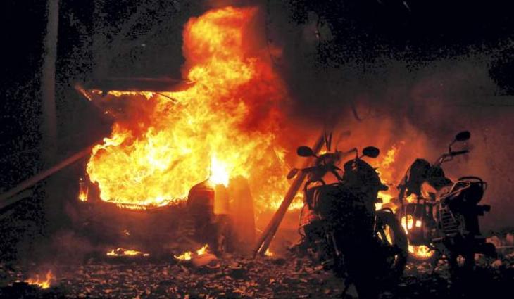A plaza in Rawalpindi is burning into flames