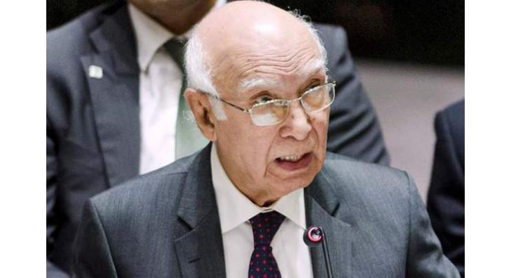 Diplomatic efforts intensified to sensitize world about Indian
atrocities on Kashmiris: Sartaj