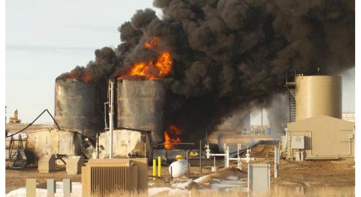 Oil tank catches fire