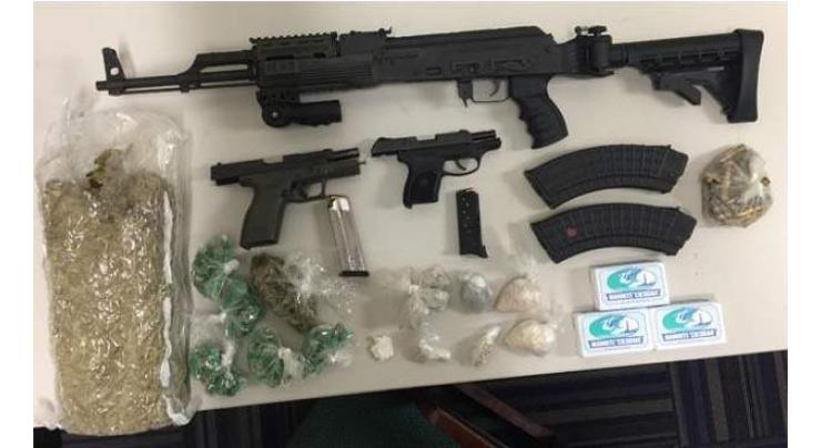 37 held with drugs, weapons