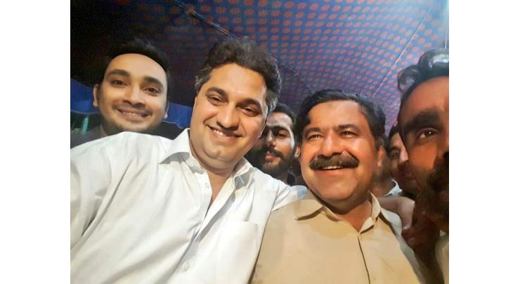 PPP leaders greet Murtaza Baloch on victory in by-polls of PS-127 