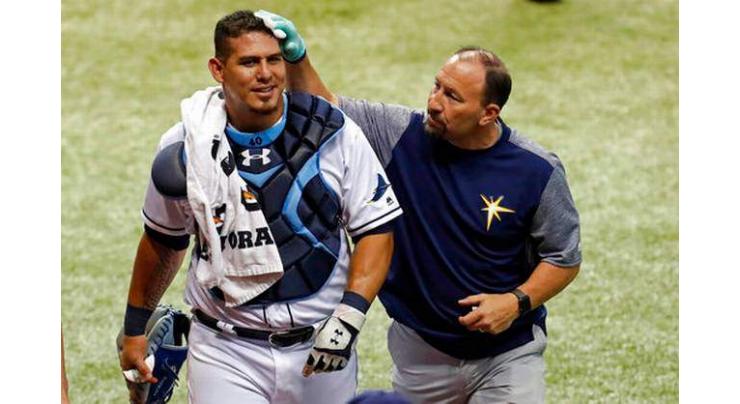 Baseball: Rays' Ramos cut on head by broken bat 