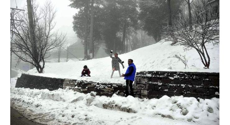 Tourists enjoying snow covered murree on weekend 