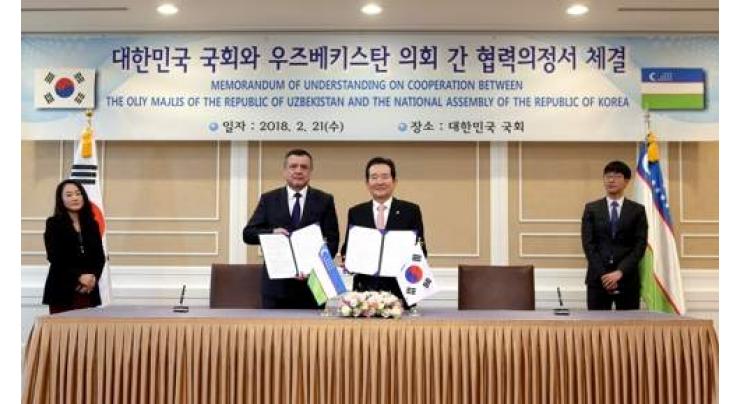 Parliamentary chiefs of S Korea, Uzbekistan sign MOU on cooperation 