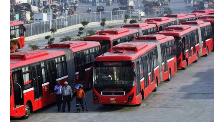 Male passengers occupying maximum space in Metro Bus in Rawalpindi