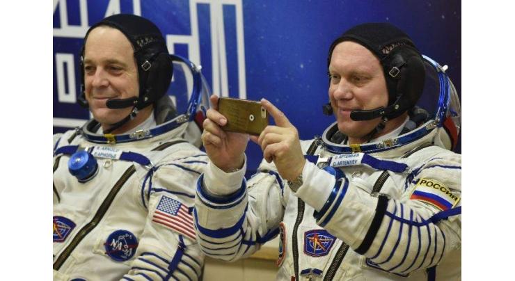 Two Americans, one Russian blast off for ISS from Kazakhstan
