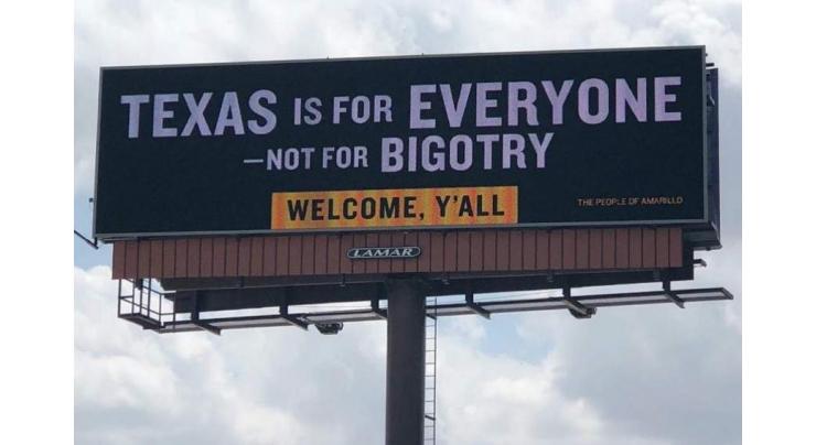 'Welcome y'all': Texan posts billboard opposing bigotry
