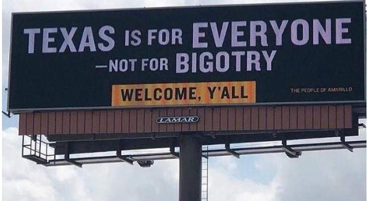 'Welcome y'all': Texan posts billboard opposing bigotry
