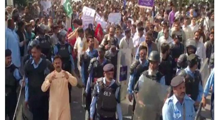 Utility Stores Corporations employees stag protest at D-Chowk
