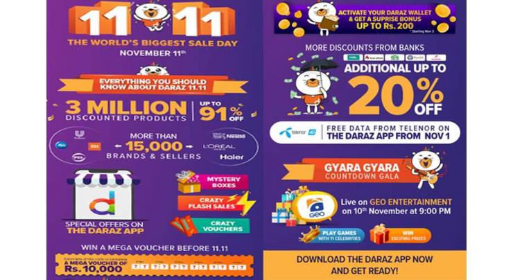 Daraz brings the world's biggest sale day - Alibaba's 11.11 Global Shopping Festival – to Pakistan For the first time ever, a special treat on November 11