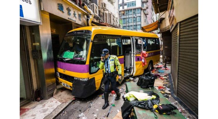 Two killed as Hong Kong school bus mounts pavement, trapping passers-by

