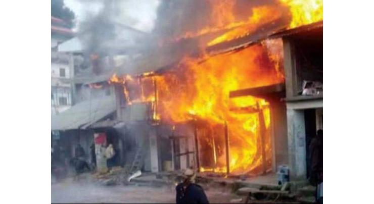 Three shops gutted in fire due to short circuit
