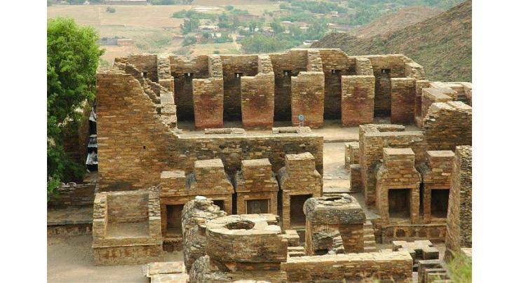 Foreign Tourists Visit Buddhist Complex in Takht Bhai
