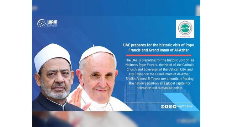 UAE prepares for the historic visit of Pope Francis and Grand Imam of Al-Azhar