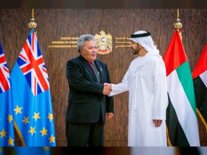 عبدالله بن زايد يستقبل رئيس وزراء جزر توفالو