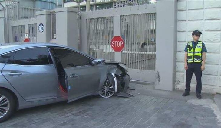 Man arrested after car rams US embassy gate in South Korea
