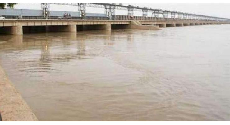 River Kabul runs in low flood
