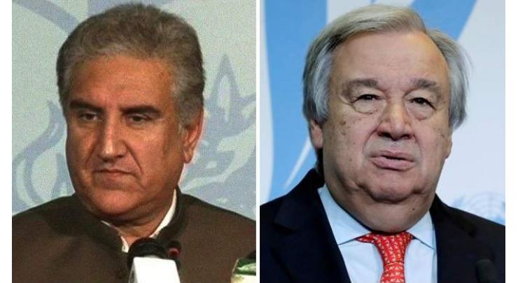 Shah Mahmood Qureshi urges UN secretary general to immediately intervene over grave situation in IoJ&K
