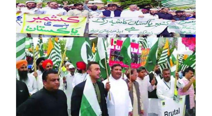 KP Governor, CM lead a big rally to express solidarity with Kashmiris of IOK
