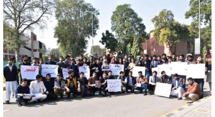 Women Kashmir solidarity walk held at University of Engineering and Technology 
