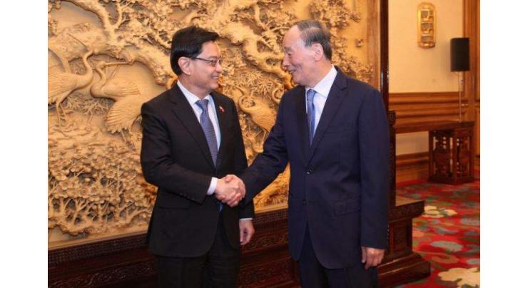 Chinese VP meets Singaporean Deputy Prime Minister 
