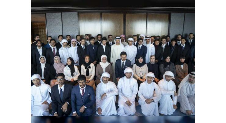 Hazza bin Zayed receives Emirati students in Japan