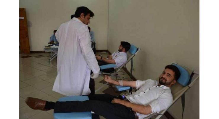 Government College University students donate blood for thalassemia patients
