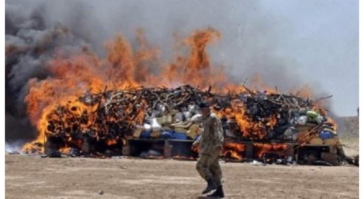 ANF destroyed 1,725 kg drugs during a burning ceremony in Islamabad