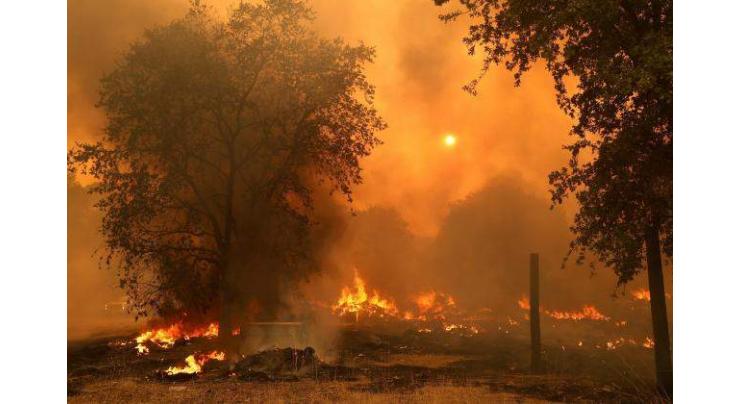 Thousands flee as fast-moving wildfires spread in California
