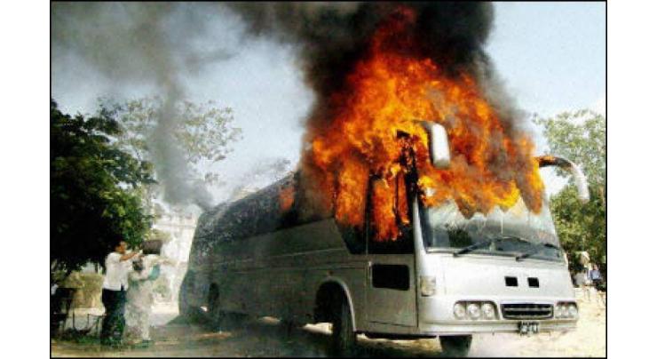 Five killed as passenger bus catches fire in Khuzdar
