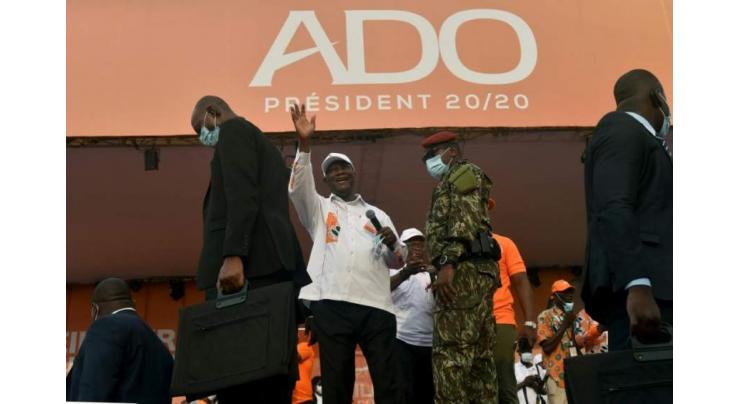 Ivory Coast president urges calm in tense election for third term
