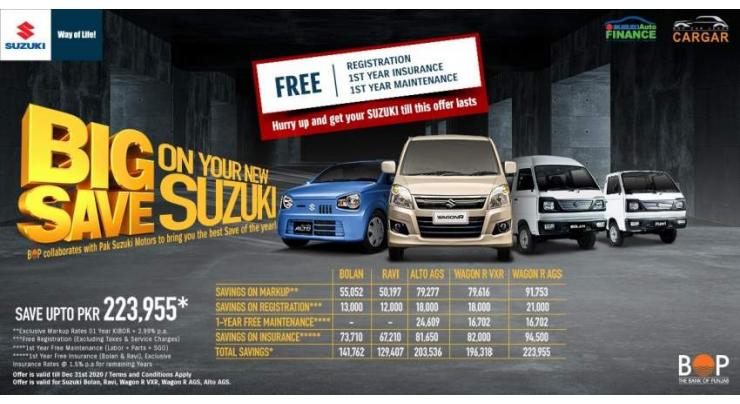 Pak Suzuki in affiliation with Bank of Punjab offers lucrative deals for Customers