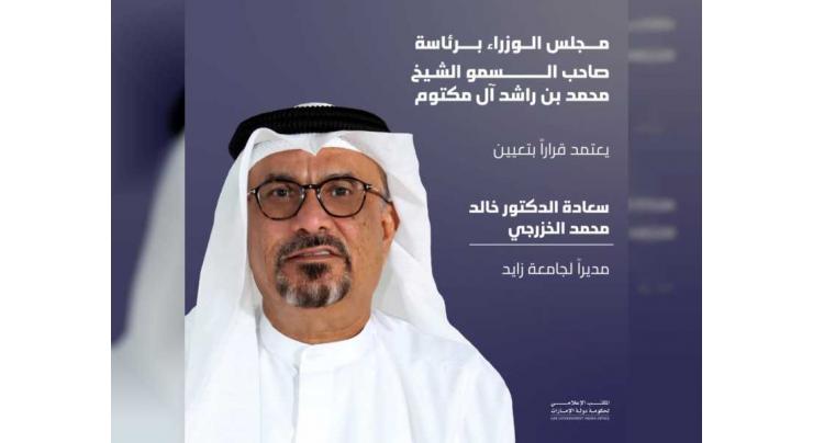 UAE Cabinet approves appointment of Dr Khalid Al Khazraji as Director of Zayed University