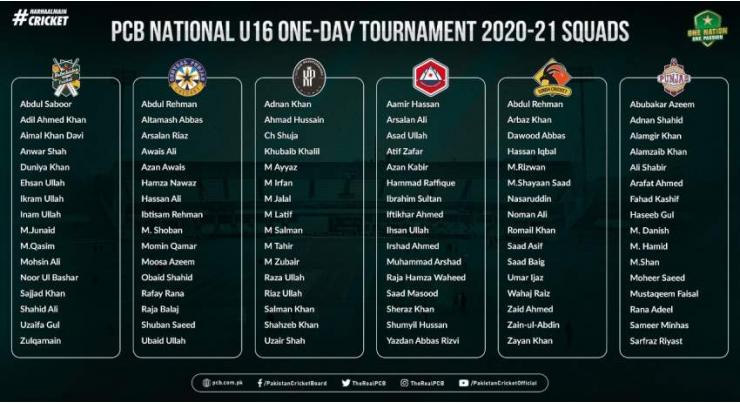 PCB U16 National One-Day Tournament details announced
