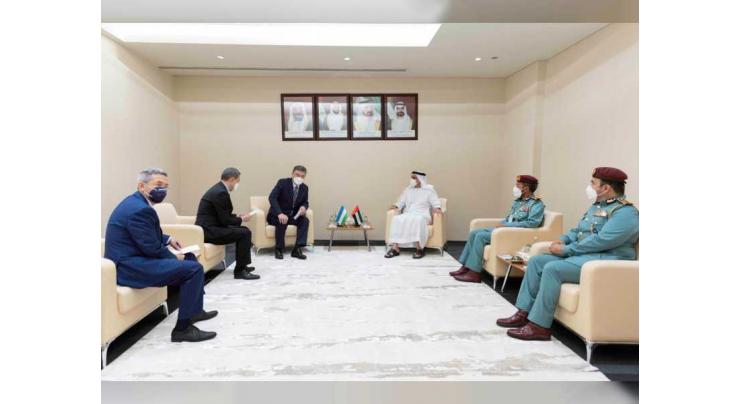 Saif bin Zayed receives Uzbek Internal affairs Minister