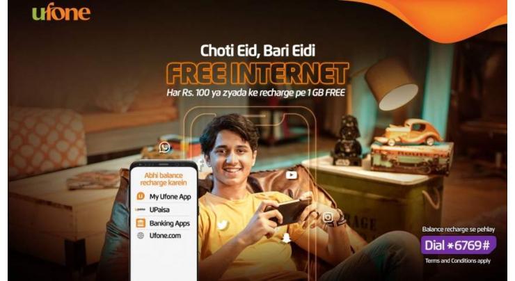 Ufone offers generous free data ‘Eidi’ on mobile top-ups