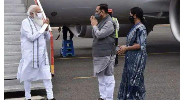 Indian Prime Minister Arrives in Cyclone-Hit Gujarat