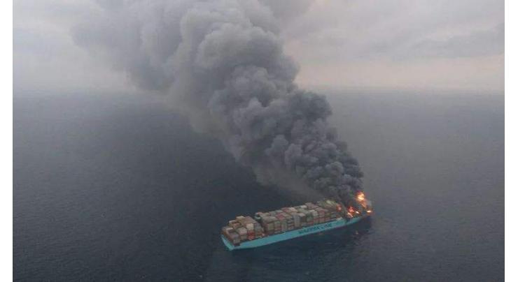Container ship ablaze in Indian Ocean, crewman missing
