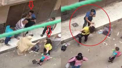 شاب مصري یتحرش بفتاة أمام المارة وسط شارع عام