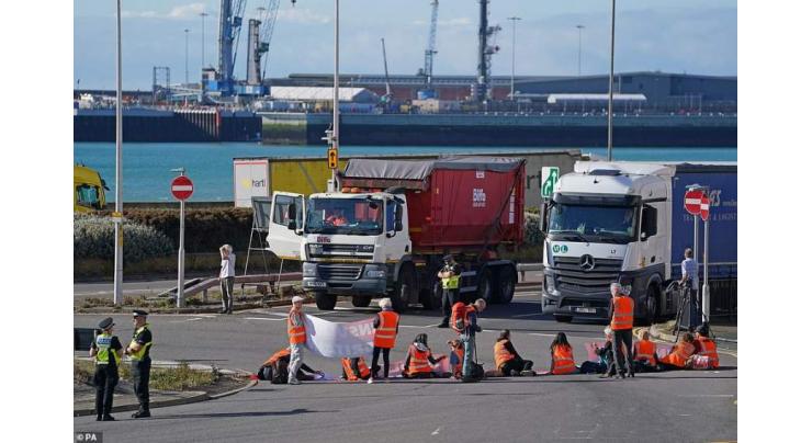Climate activists block access to busy UK port Dover
