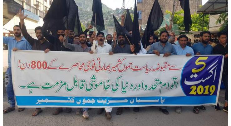 Protest in Muzaffarabad on completion of 800 days of India's military siege in IIOJK
