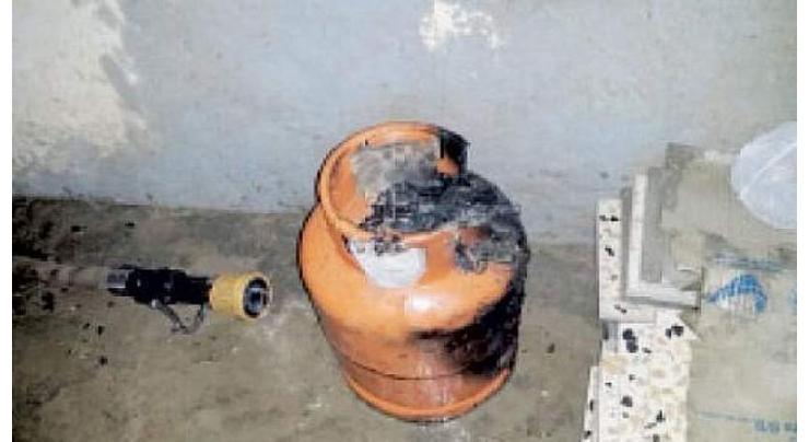 Gas cylinder catches fire in factory
