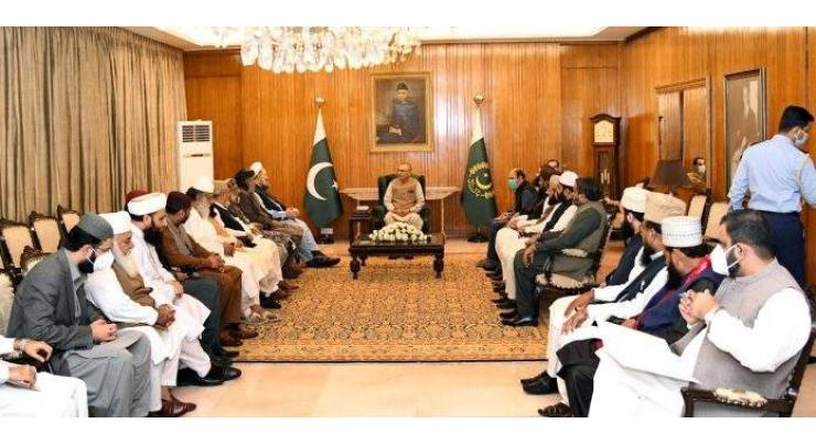 President seeks Ulema's role to relay Islam's message of peace to help end ongoing protests
