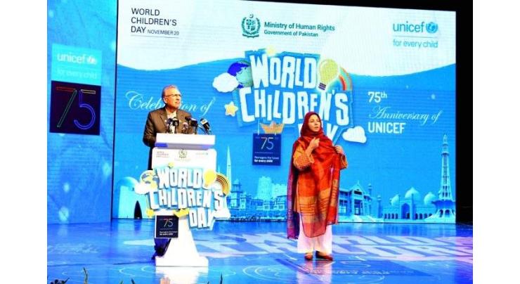President asks world to stop wars creating havoc for children; urges society to respect their rights
