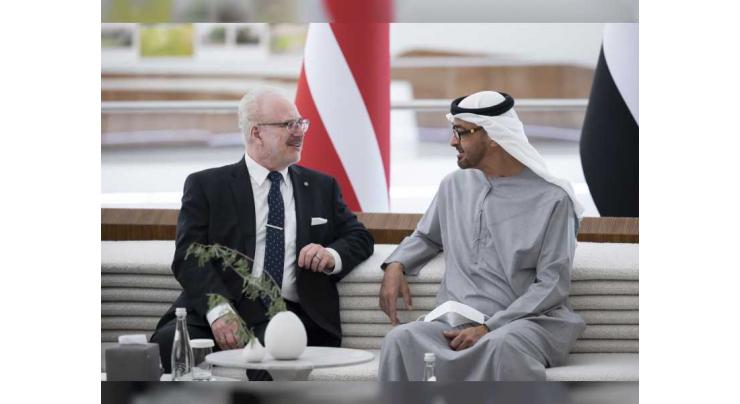 Mohamed bin Zayed receives President of Latvia at Expo 2020 Dubai